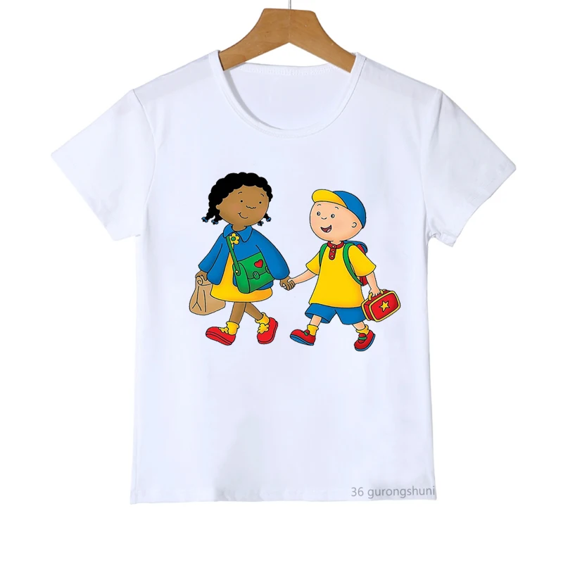 t-shirt for boys/girls funny caillou and dog cartoon print children's clothing tshirts fashion toddler t shirt short sleeve tops