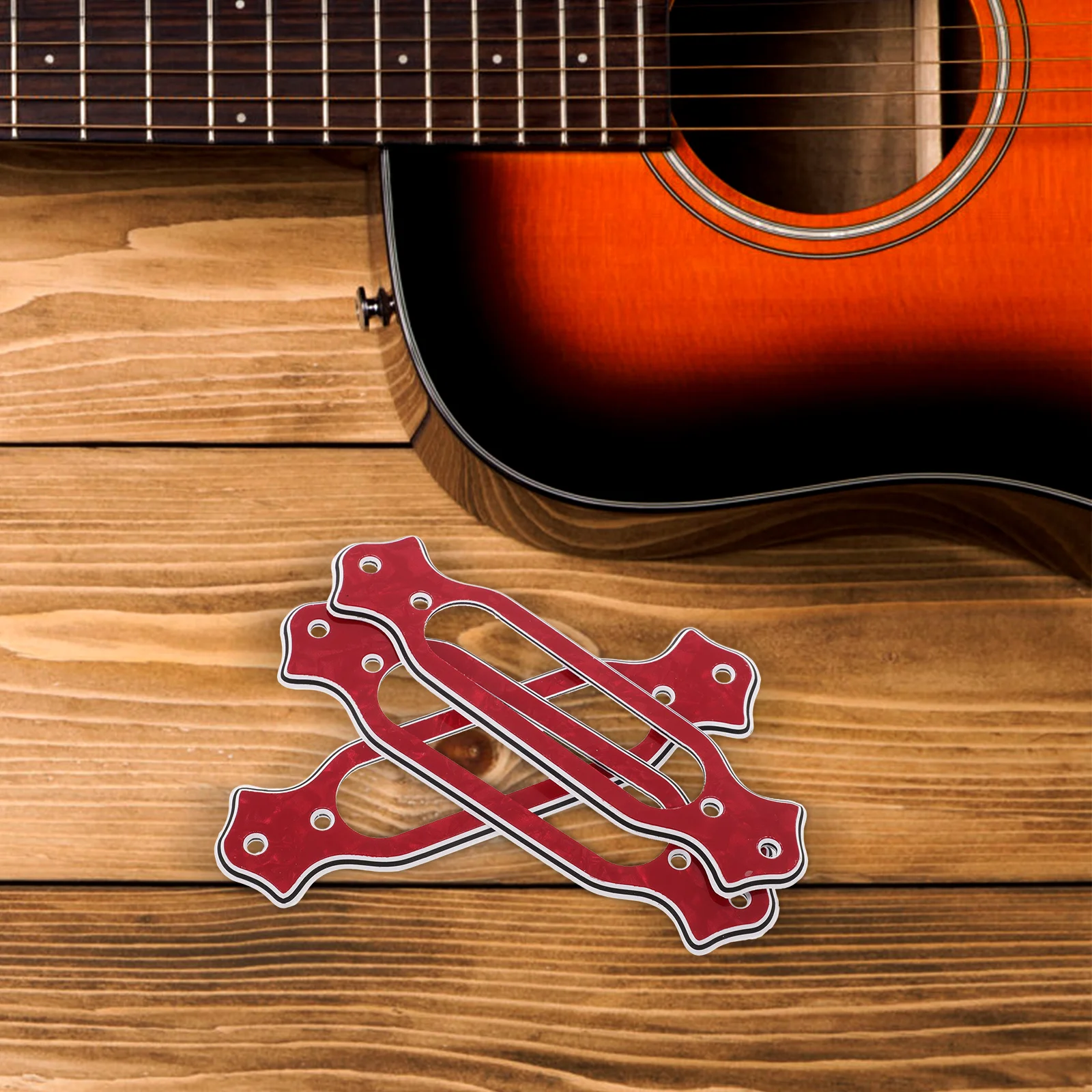 

3pcs Red Acoustic Pickup Single Coil Electric Replacement Frame Ring Mounting Hardware For Folk Guitar Durable Plastic Build