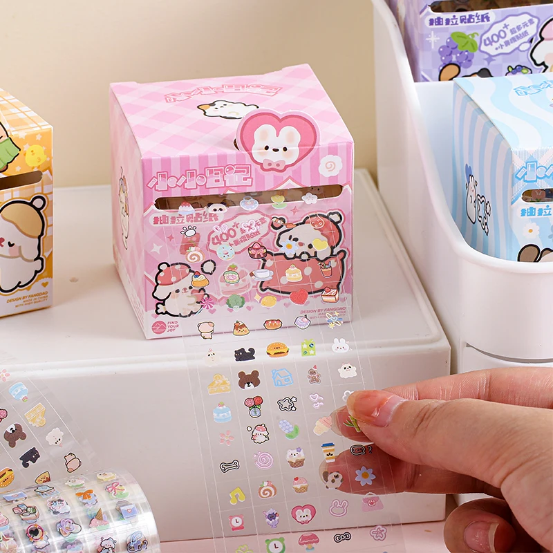 400 + قطعة ملصقات الكرتون لطيف سحب الشريط مخطط اكسسوارات ملصقات ل المجلات سكرابوكينغ عيد الميلاد هدية عيد ميلاد #4