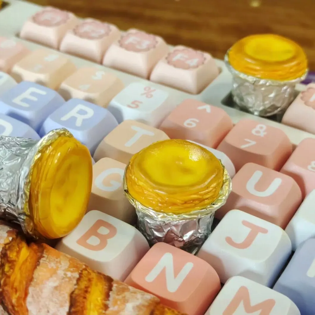 3D Egg Tart Resin Artisan Keycap Cute Simulated Snack Ornament Custom Mod Accessory For MX Mechanical Keyboard