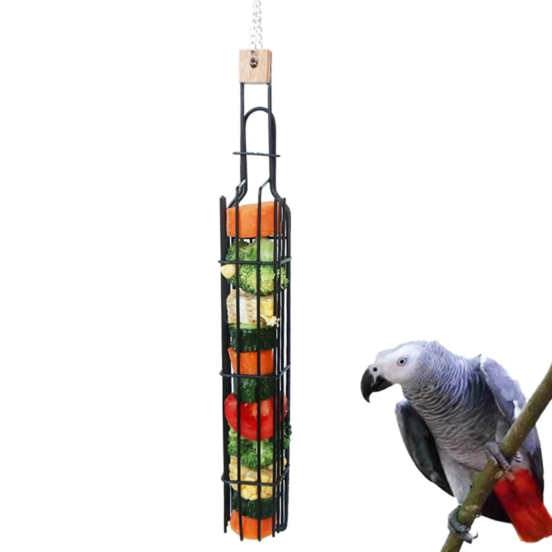 

Metal Bird Parrot Feeder Holder Foraging Equipment Bird Cage Feeding Device Birds Training Toy Drop shipping