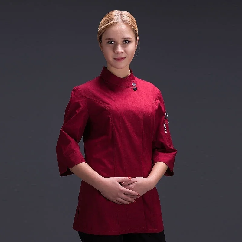 Women Restaurant Clothes Chef Waitress Jacket Work Uniform New Fashion Food Service Barista Wear