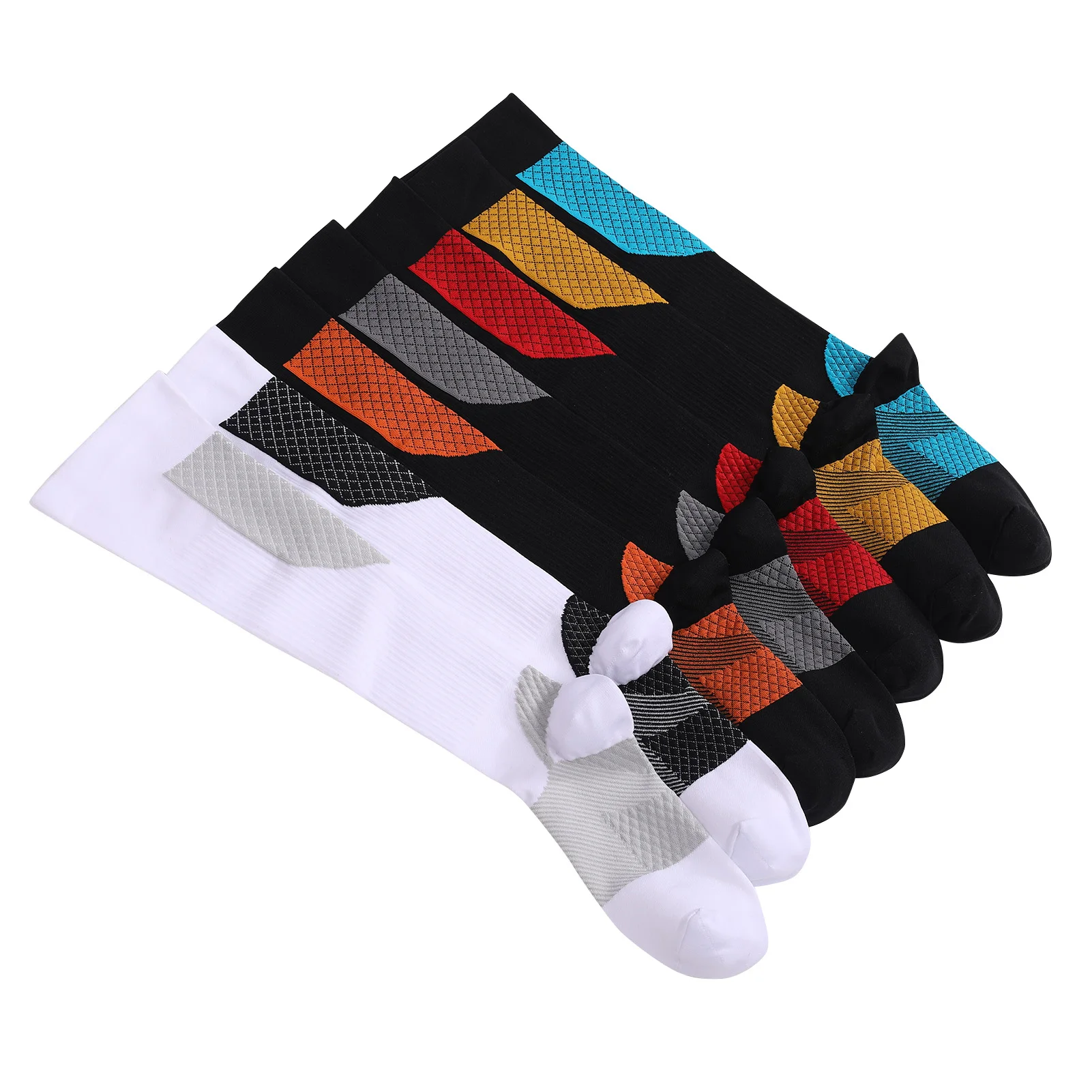 جوارب رياضية فوق الساق للجري وركوب الدراجات والمشي لمسافات طويلة، جوارب رياضية للجنسين للبالغين من النايلون المرقعة كاجوال #2