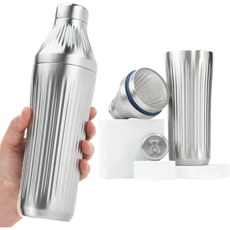 

Diamond Edition Hybrid Cocktail Shaker Set - Premium Vacuum Insulated Stainless Steel, 28 oz, Includes Built-In S