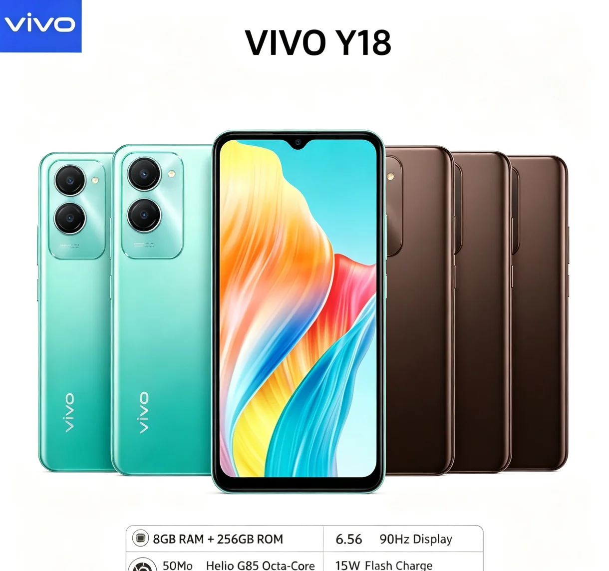 Top Value Pick 2026 Brand New VIVO Y18 Android Smartphone 8+256GB Spacious Storage 90Hz Fast‑Refresh Display 5000mAh Heavy‑Use