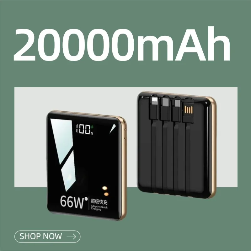 

3C Certified Power Bank with Built-in Four Cables Compact and Portable Mini Fast Charging 20000mAh Large Capacity