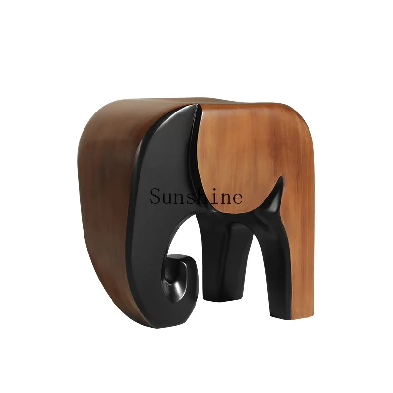 Creative solid wood household light luxury shoe changing stool children's baby elephant fashion art board low stool