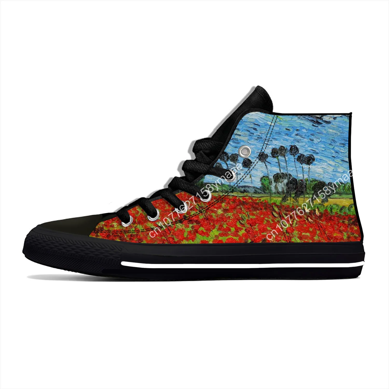 Van Gogh Oil Painting Starry Night Novelty Design Fashion High Top Canvas Shoes Men Women Casual Sneakers Classic Board Shoes