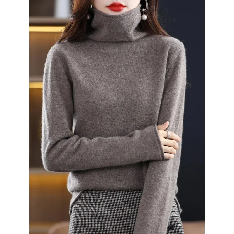 

Merino Wool Cashmere Women Knitted Sweater Turtleneck Long Sleeve Pullover Autumn Clothing Jumper Straf Official Store Top N164