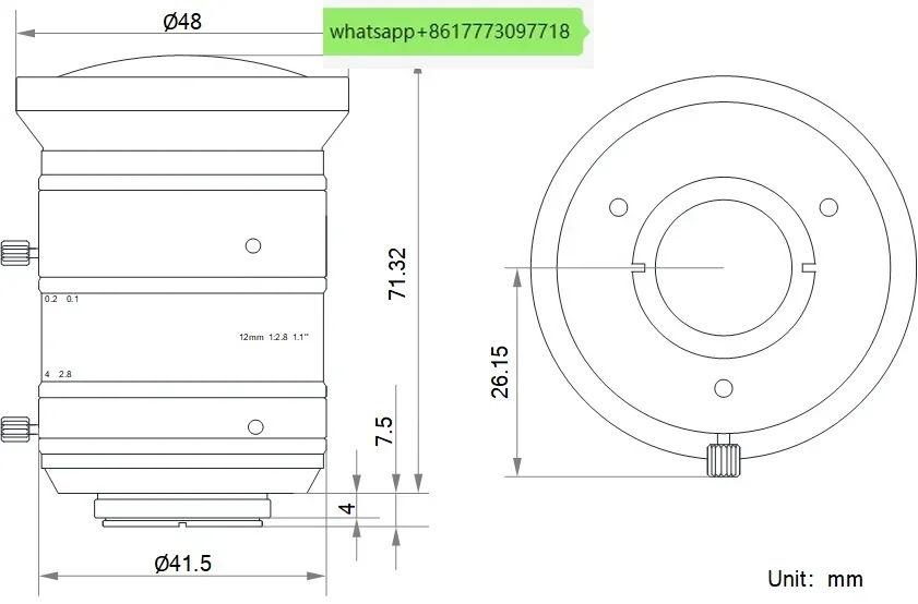 MVL-KF1228M-12MPE fixed focus 12mm 1.1 inch 12 million pixel industrial lens