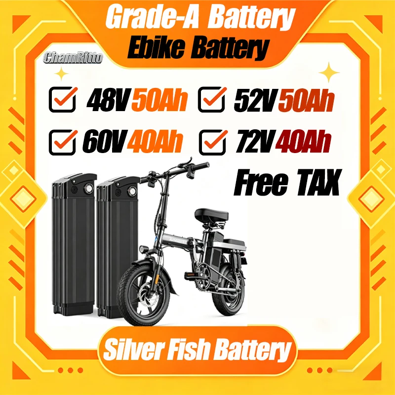 

48 volt 1000W lithium ebike s26 750W battery 48v 20ah Silver Fish battery 36v 52v60v 72v Electric Bike 30 40ah 50ah 60ah Battery