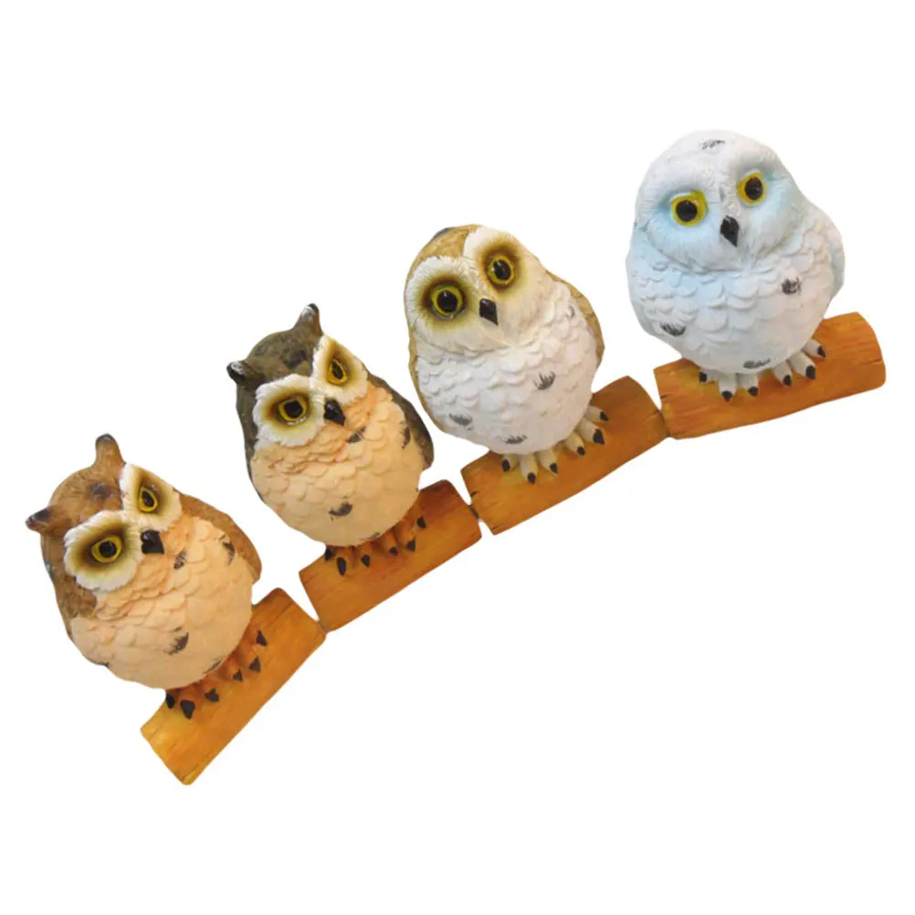 

4Pcs Simulation Resin Owls Mini Garden Decorations Micro Landscape Succulent Pot Resin Owl Adornments Home Office