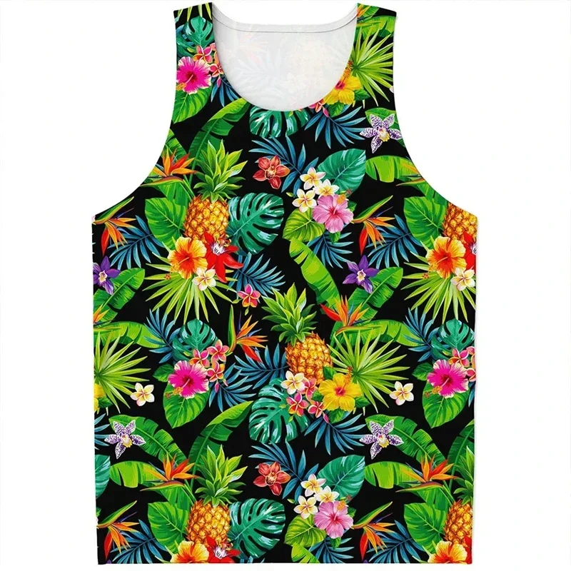 

New Summer Hawaii Men's Women 's Tank Tops Harajuku Flower Pattern Fitness Top Bodybuilding Gym Muscle Sleeveless Shirt