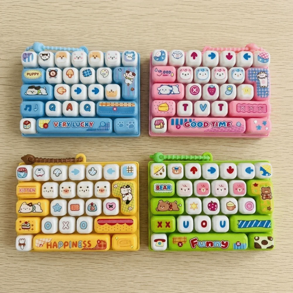 Cute 26-Key Keycap Clicker Candy Color Simulation Keyboard Keyboard Keychain Plastic Mini Keyboard Pendant Desktop Decoration