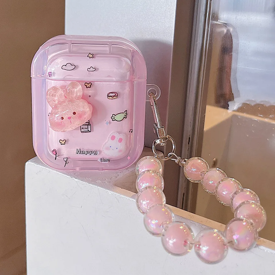 INS 3D Pink Rabbit Girl Headset Case For AirPods Pro 2 3 New 1
