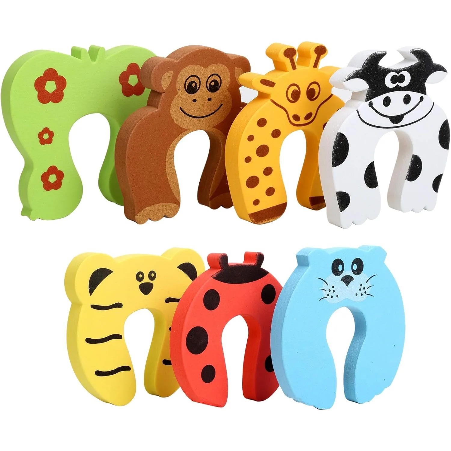 7-Piece Baby Safety Corner Protectors Cartoon Animal Shapes Soft Foam Pads Prevent Children or Pets From Being Locked in Rooms