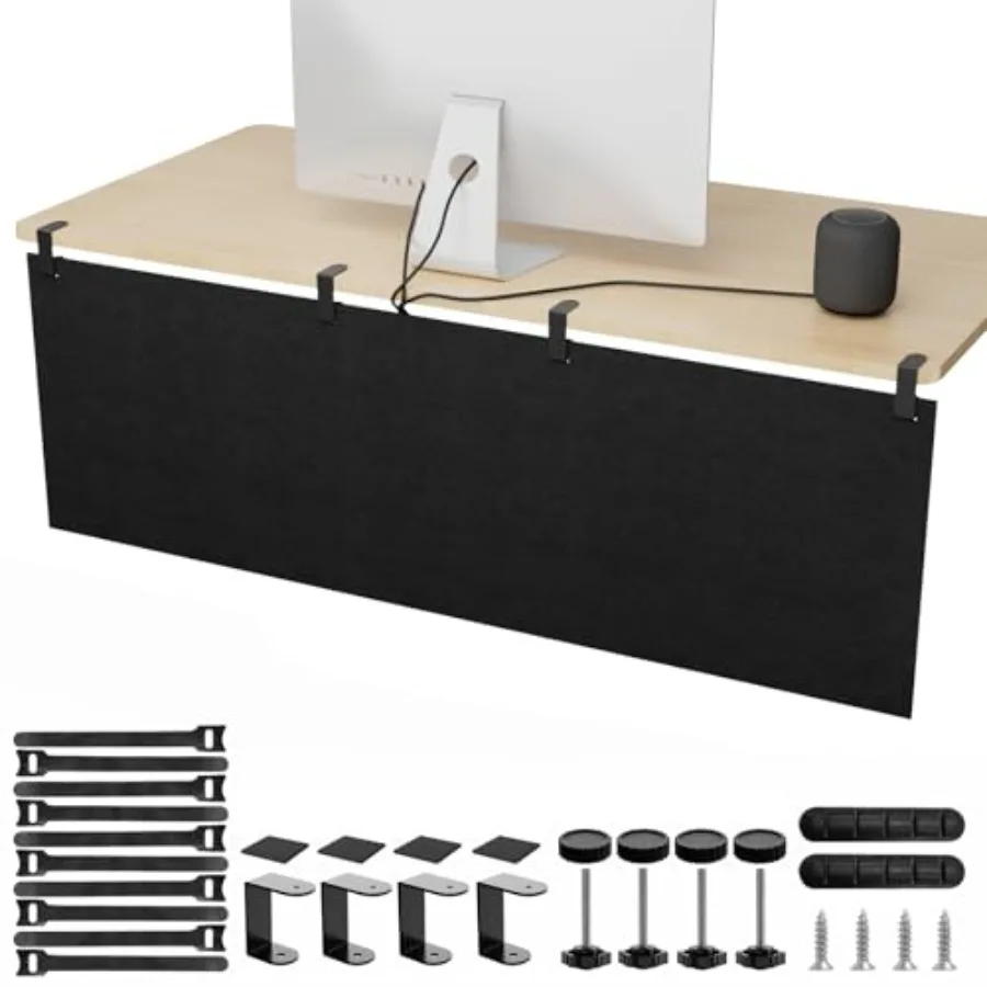 

Панель для организации кабелей и защиты от посторонних глаз под столом без сверления, 2-в-1, с органайзером для проводов, войлочная накладка на заднюю стенку стола