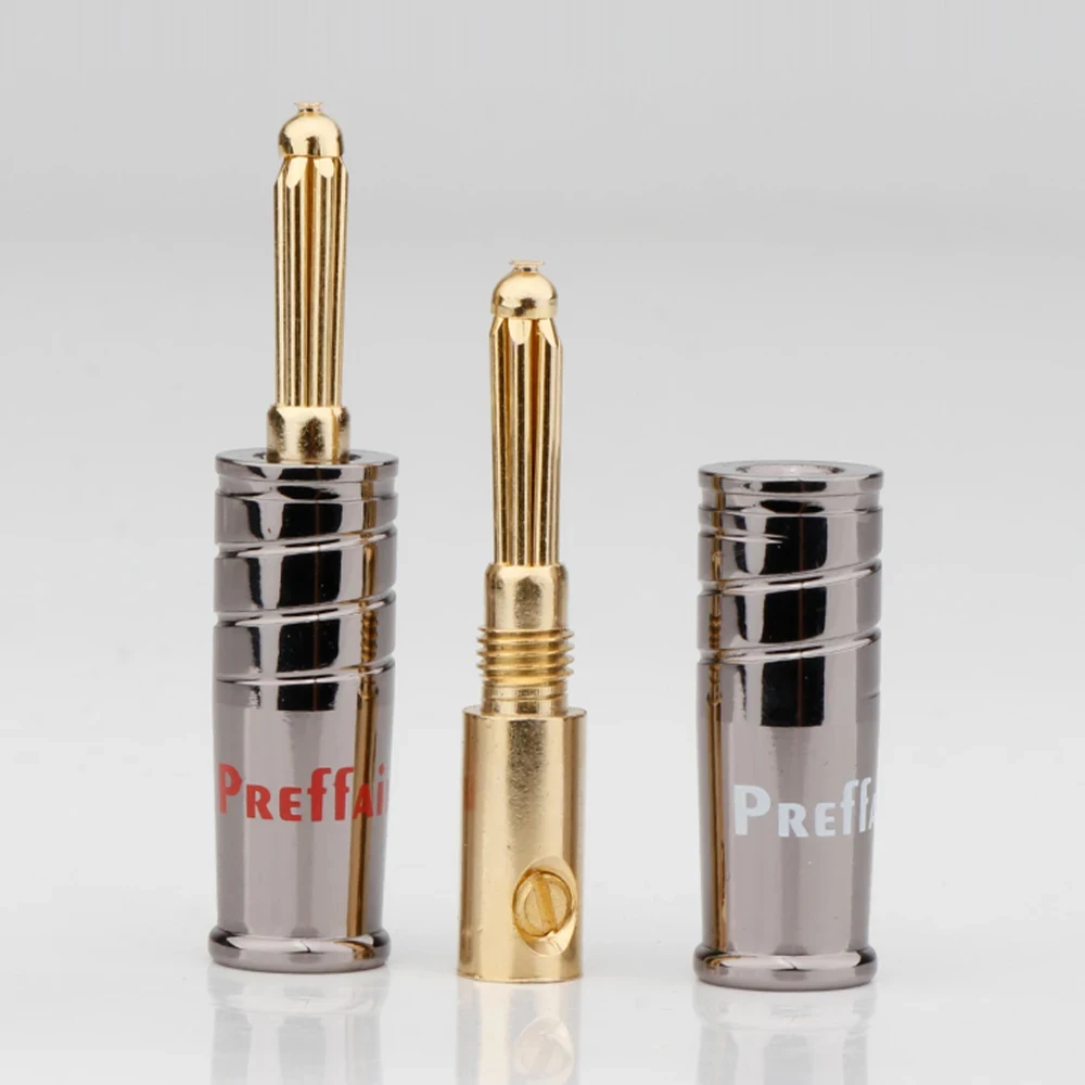 Preffair BA1482 سدادات الموز المطلية بالذهب الراقية لسلك مكبر الصوت HiFi، لوحة الحائط، المسرح المنزلي، الصوت، مكبر للصوت