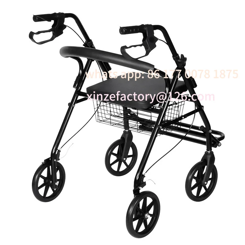 Customizable four-wheeler walking aid trolley foldable