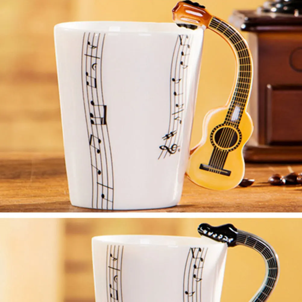 

Trendy Ceramic Mug with Guitar Handle Creative Coffee Cup for Tea Water Milk Drinks Office Gift Present