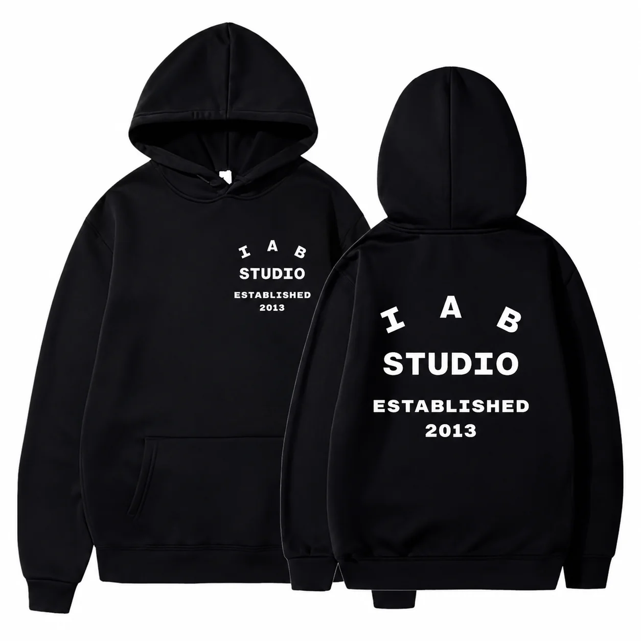 Unisex IAB Studio Letter Print Hoodie Men Women Front Back Double Sided Graphic Pullover Hooded Sweatshirt Casual StreetwearTops