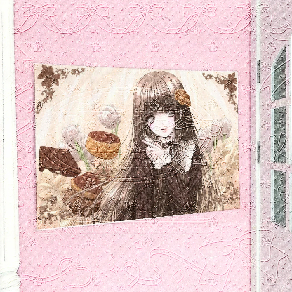 ヴィジュアル Sweet Lolita Tapestry, Gothic Style Anime Girl with Brown Flower & White Tulip Print, Dark Harajuku Wall Hanging for Teen