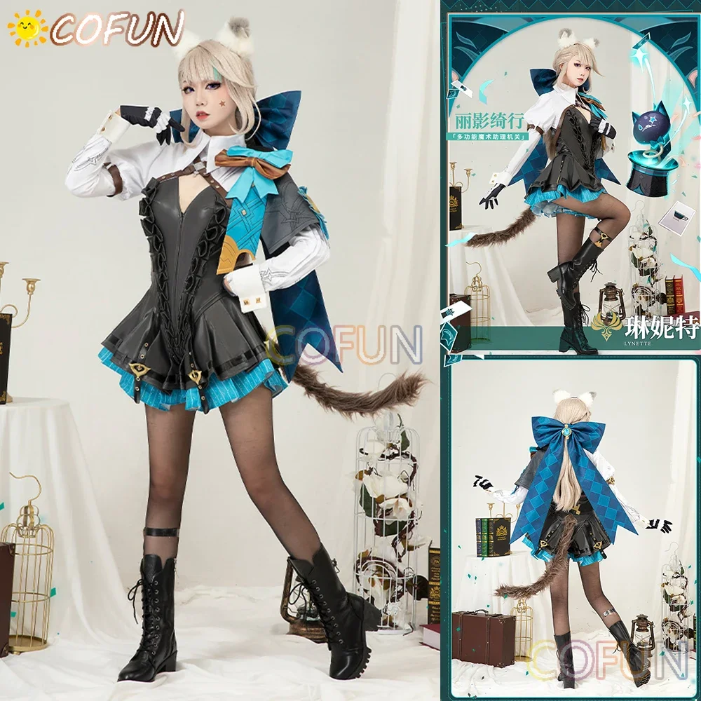 COFUN Genshin Impact Lynette Magician Cosplay Costume Game Suit Elegant Lovely Halloween Party Role Play Outfit Women XS-3XL