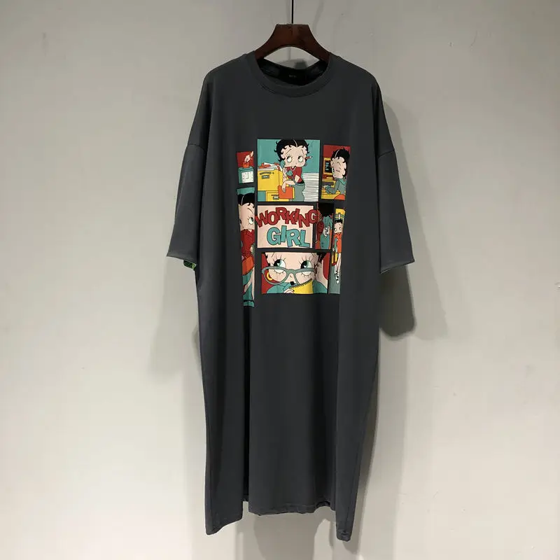 Stampa allentata semplicità T Shirt Dress estate nuova manica corta tinta unita All-match abiti Casual tendenza coreana abbigliamento donna