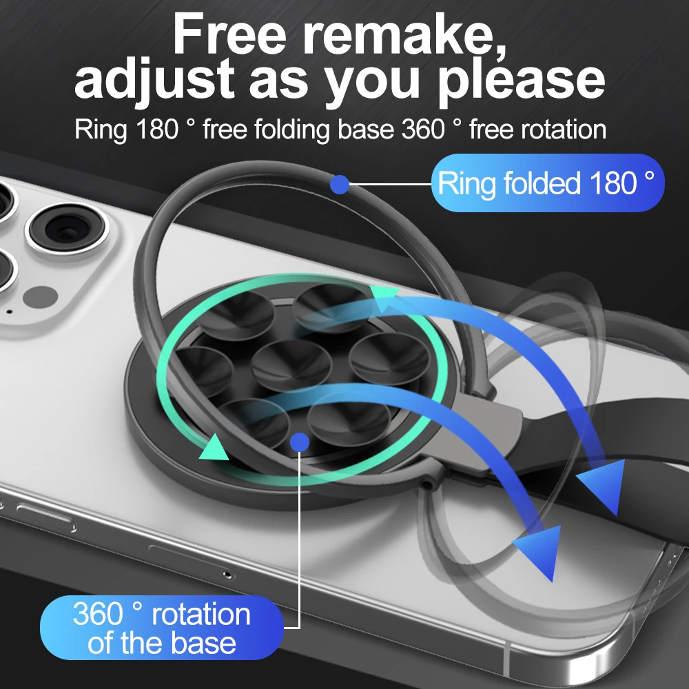 Multi-functional Phone Mirror Magnet Holder for Magsafe Finger Ring 360° Rotation Magnetic Stand for iPhone 17 16 15 Pro Samsung