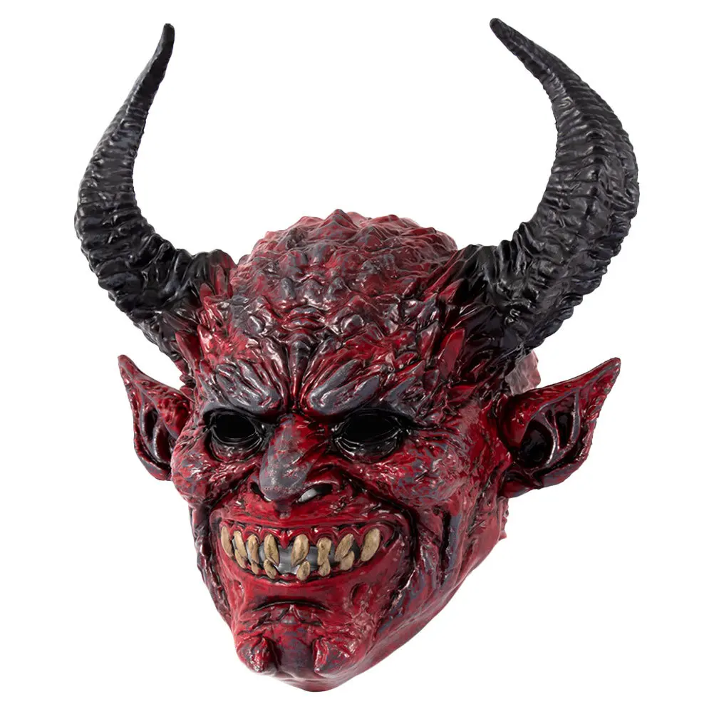 Masque en corne du diable, masque de démon complet pour Halloween, Cosplay, bête d'horreur, mascarade, Costume fantôme, conception de flux d'air en mousse