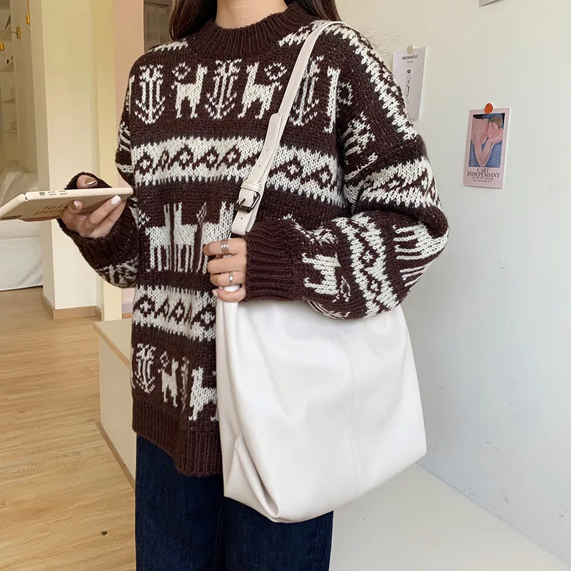 Women's One Shoulder Tote Bag Handbag New Fashion Versatile Simple Solid Color Daily Large Capacity Soft Personality