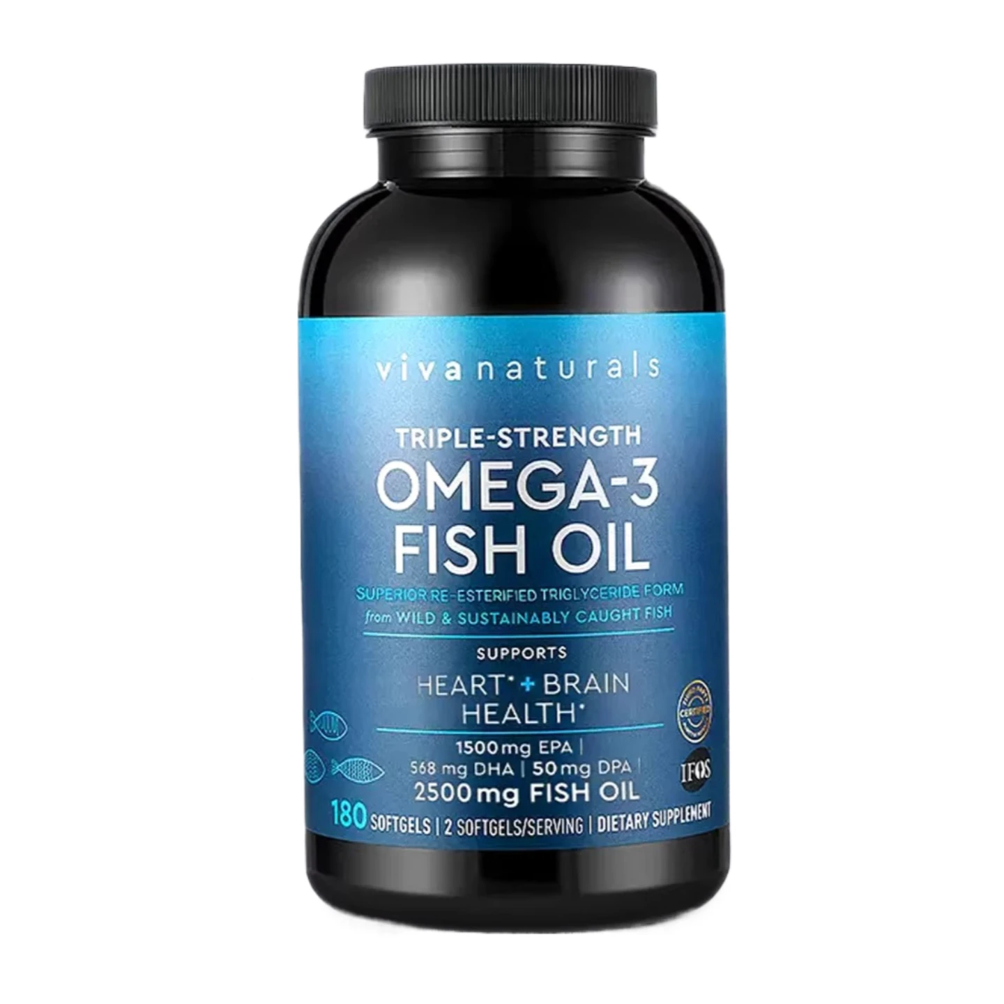 Omega-3 Fish Oil Supplement - with EPA & DHA - Supports Heart and Brain Health