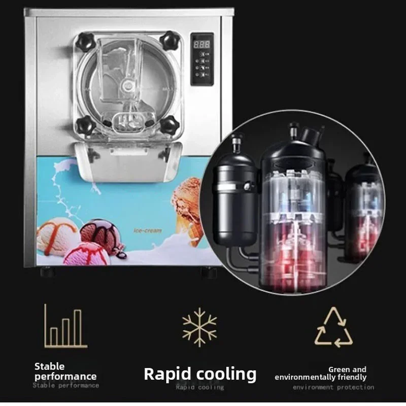 Digital Touch Screen Hard Ice Cream Machine Energy Saving Fast Freezing Stainless Steel Gelato Batch Freezer （Customized）