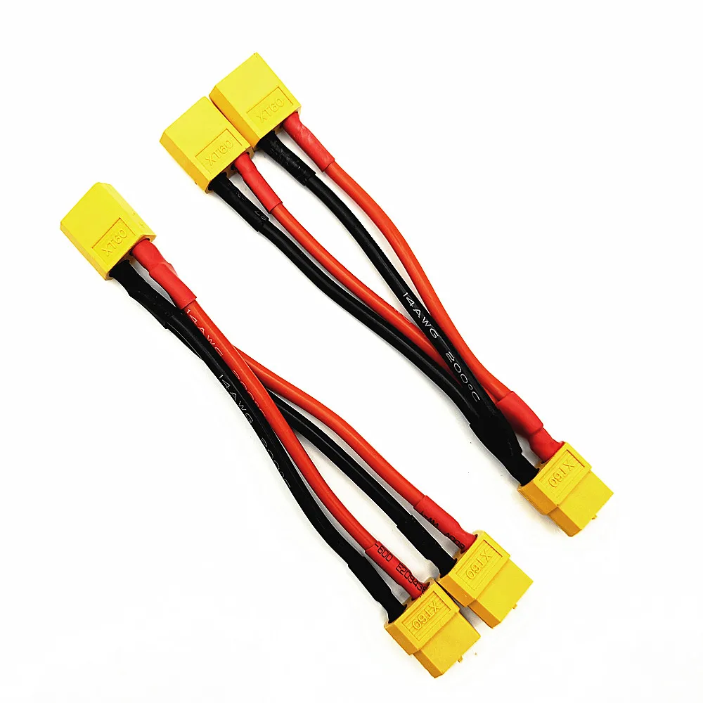 XT60 Parallel Battery Connector Male/Female Cable 1 to 2 1 to 3 Dual   Extension Y Splitter Silicone Wire 14AWG for RC Battery