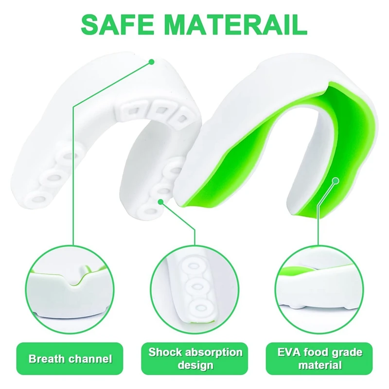 5 Packs Kids Youth Mouth Guard - Football Mouth Guard, EVA Food Grade Material Mouthpiece With Portable Case Easy Install