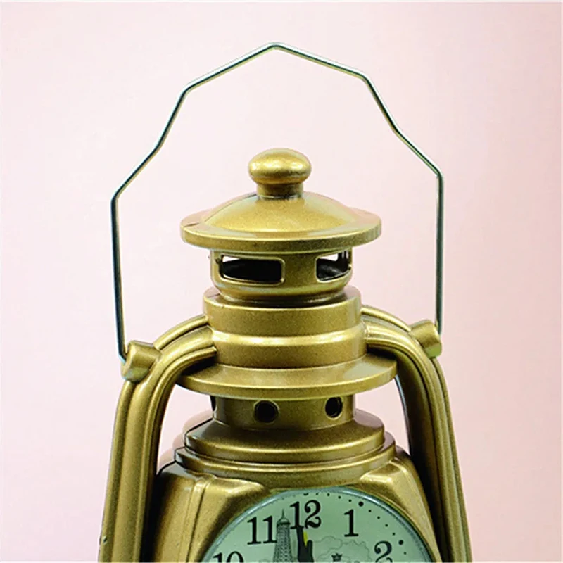 1PC Retro Alarm Clock Creative Oil Lamp Alarm Clock Watch Home Living Room Office Decoration Desktop Table Clocks Ornament