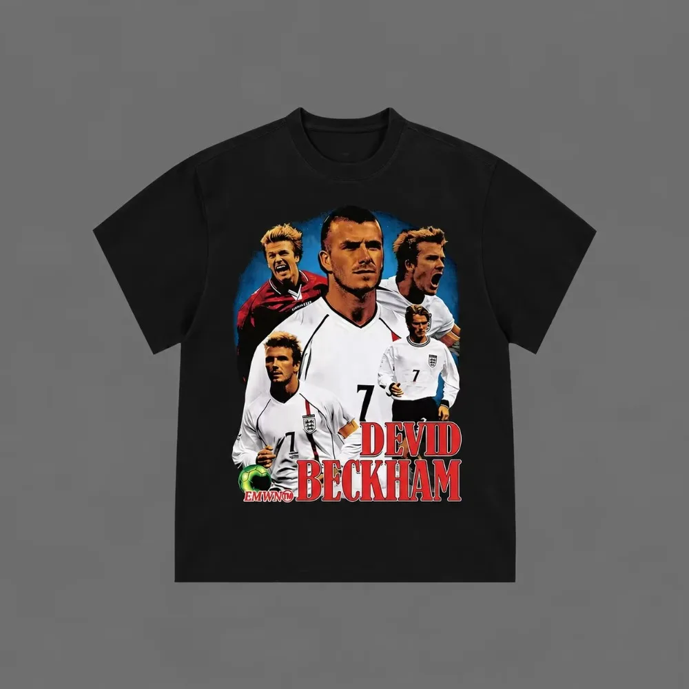 2026 New 90s Soccer Streetwear Men Women Short Sleeve T Shirt, David Beckham Legend Graphic Crew Neck Y2K Casual Tops