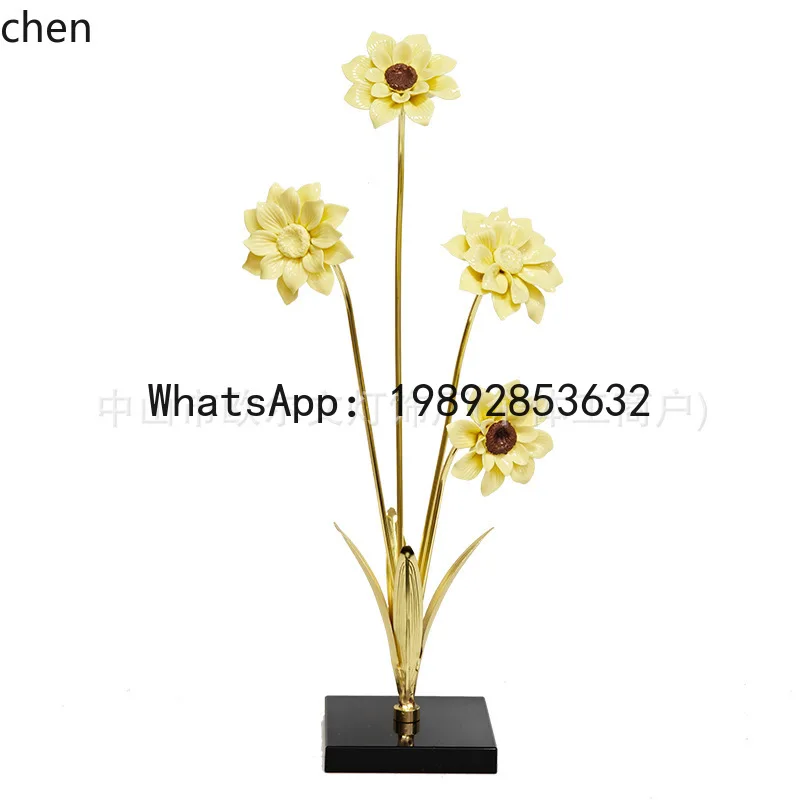 ZZ ceramic sunflower ornament craft for living room, TV cabinet, entrance hall, office desk decoration, gift