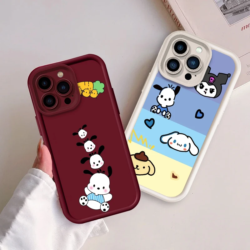 Sanrio Cute Pacha Dog Cartoon For Apple iPhone 15 14 13 12 Pro Max Mini 11 XS X XR 8 7 6 Plus Eye Ladder Cover Capa Fundas