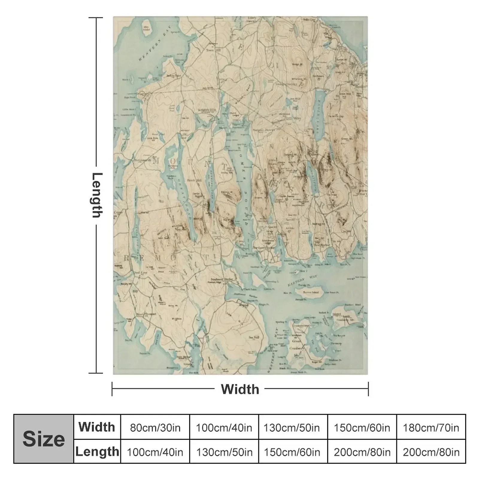 Vintage Map of Mount Desert Island ME (1901) Throw Blanket warm winter wednesday Soft Beds Beautifuls Blankets