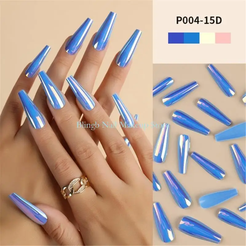

28TA Press On Full Cover False Tips Long Ballerinas False Coffin False