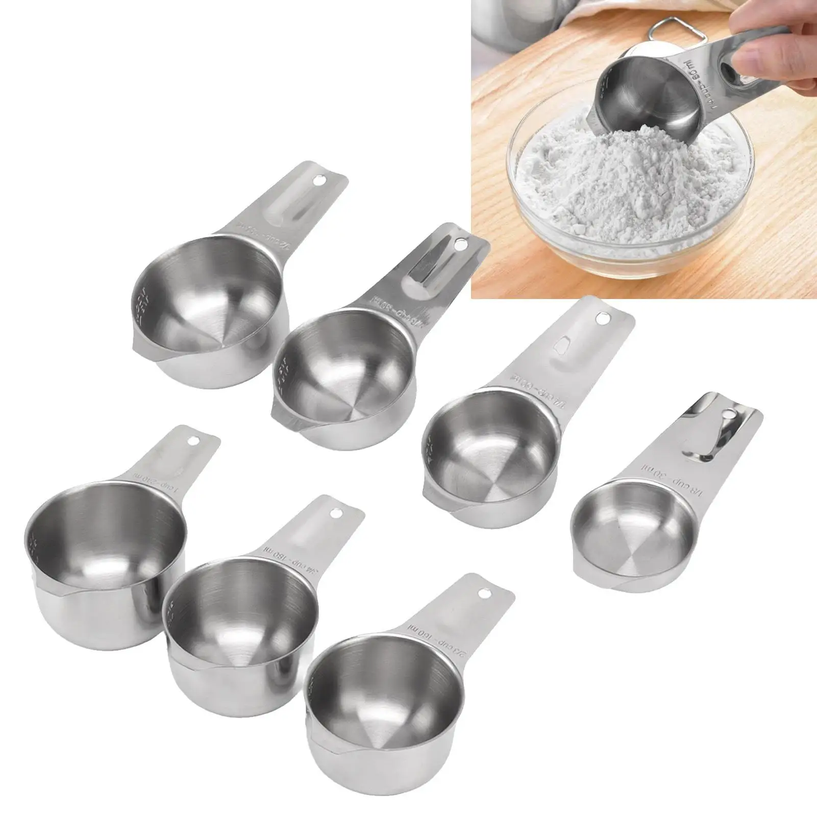 Nesting Stainless Steel Measuring Cups Set with Sturdy Handle for kitchen Use