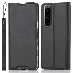 Premium Leather Case Retro Flip Case for Sony Xperia 5 II / Xperia 5 III Ultra-Thin fundas Magnetic adsorption cover + 1 Lanyard
