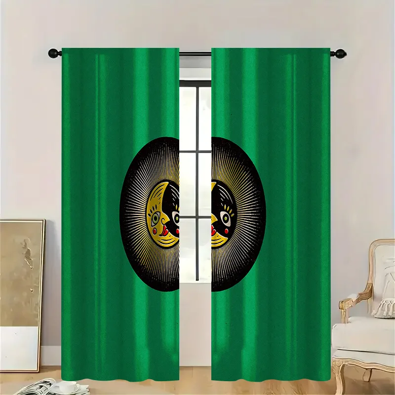 

Green Grommet Window Curtains with Hidden Rings for Living Room Decor Modern Design and Heavyweight Fabric Drapes 52 x 84 Inches