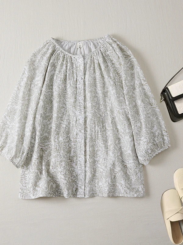 

Летний тонкий топ свободного кроя с цветочным принтом в стиле ретро, больших размеров, удобный, повседневный, в корейском стиле