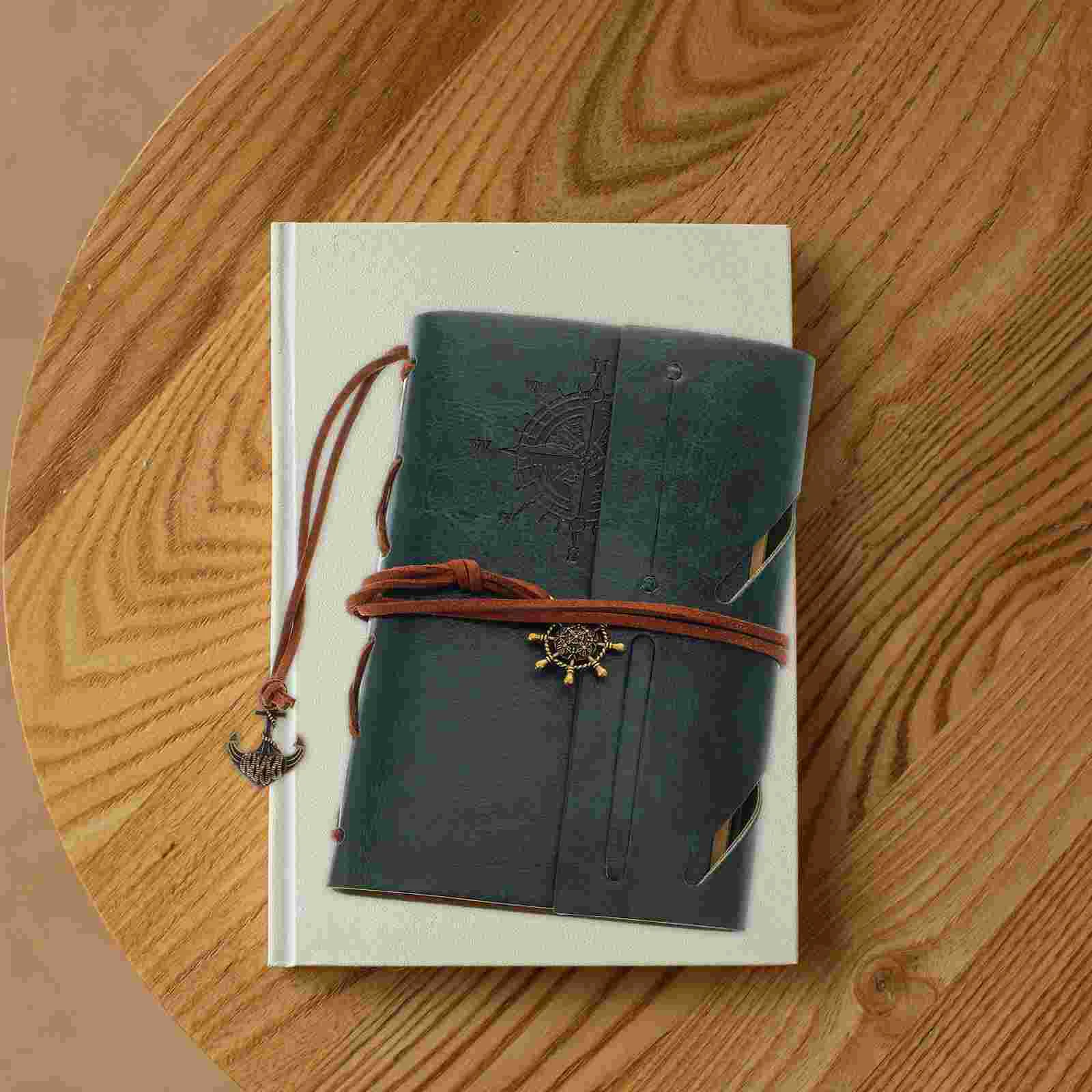 

Retro Vintage Pirate Anchor PU Cover Loose-leaf String Bound Blank Notebook Notepad Travel Journal Diary Jotter (Dark Green)