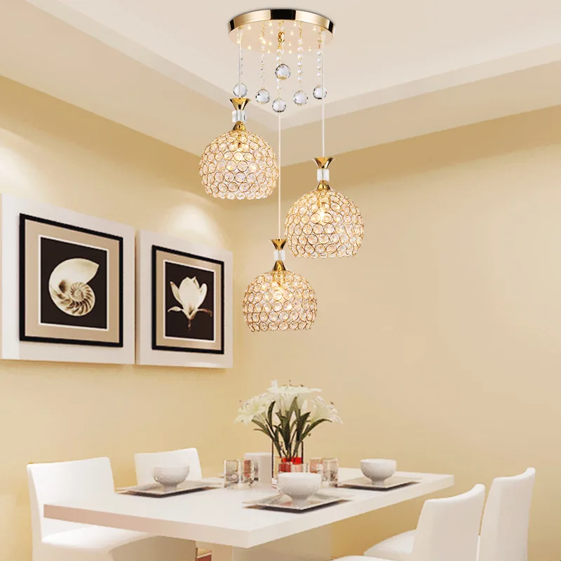 Modern LED Glass Crystal Hanging Lights Nordic Simplicity Pendant Lamp For Dining Room Entrance Balcony Aisle Corridor Bar