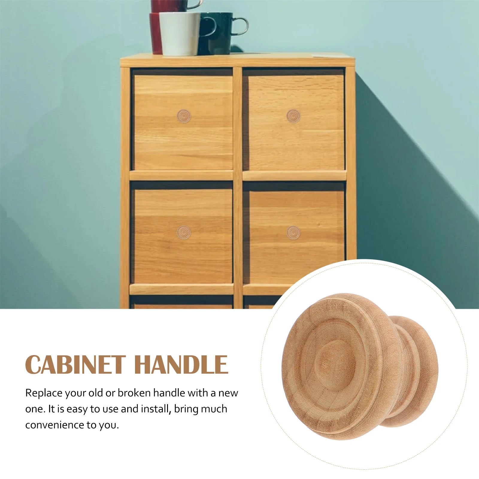 

10 Pcs Wooden Handle Cabinet Knobs Small Decorative Brass Furniture Drawer Pulls
