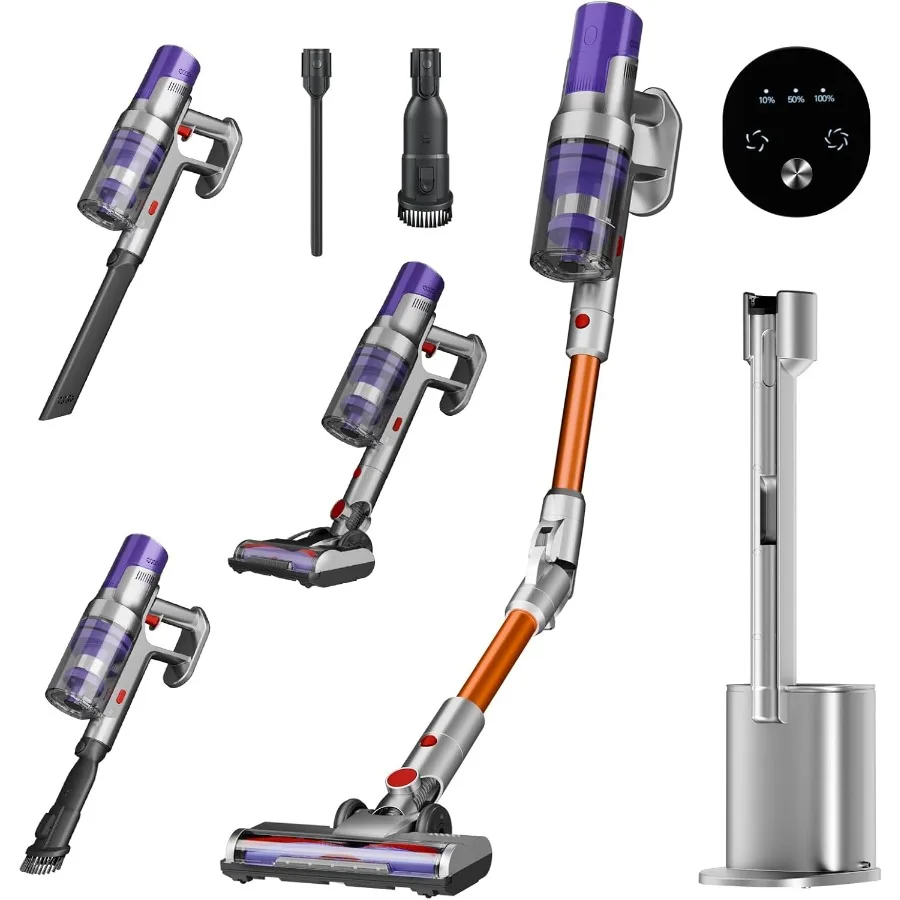Cordless Vacuum Cleaner with HEPA Filter Power Detect Clean Empty Auto-Empty System Rechargeable Portable Handheld Attachment S