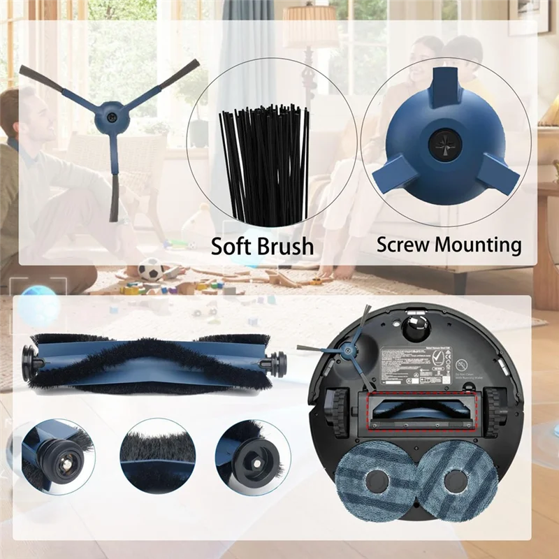 

BAAO-Accessories Kit For Eufy Omni C20 Robot Vacuum Main Side Brush Hepa Filter Mop Cloth Dust Bags Replacement Parts